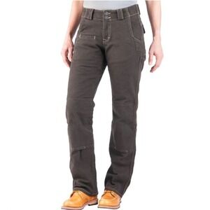 Dovetail Workwear Day Construct Pants Womens 4/32 Dark Brown Canvas Double Knee